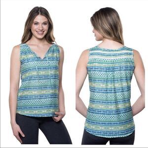 KUHL Floral Blue Organic Cotton Silk Tank Top-XS